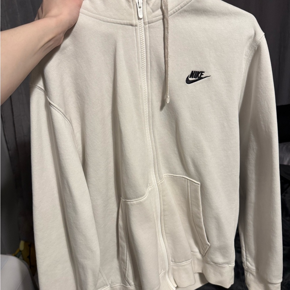 Nike White Zip-Up Hoodie